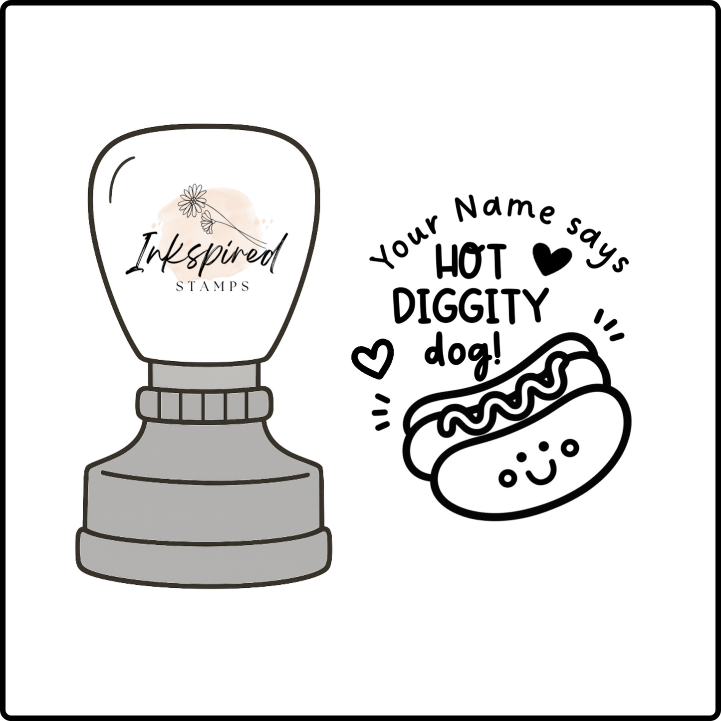 Hot Diggity Dog Personalised Stamp