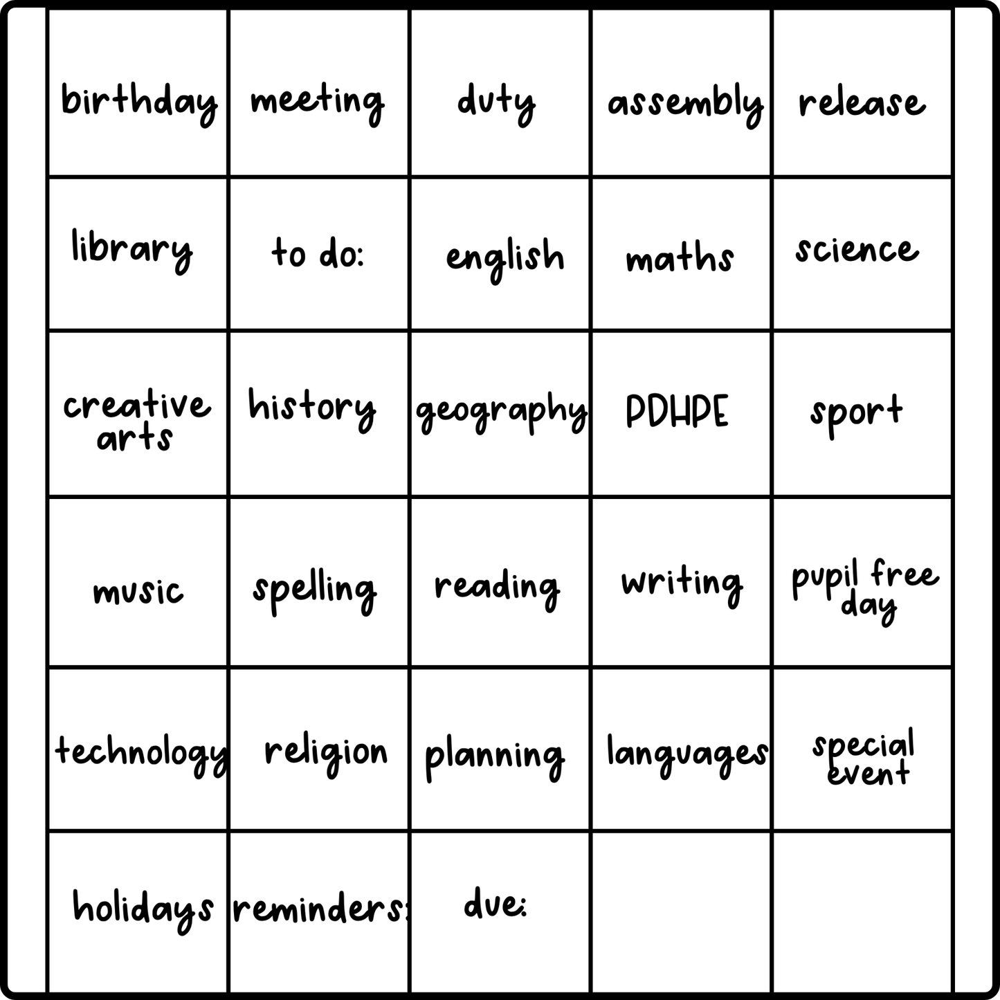 Planner Stamps No Images