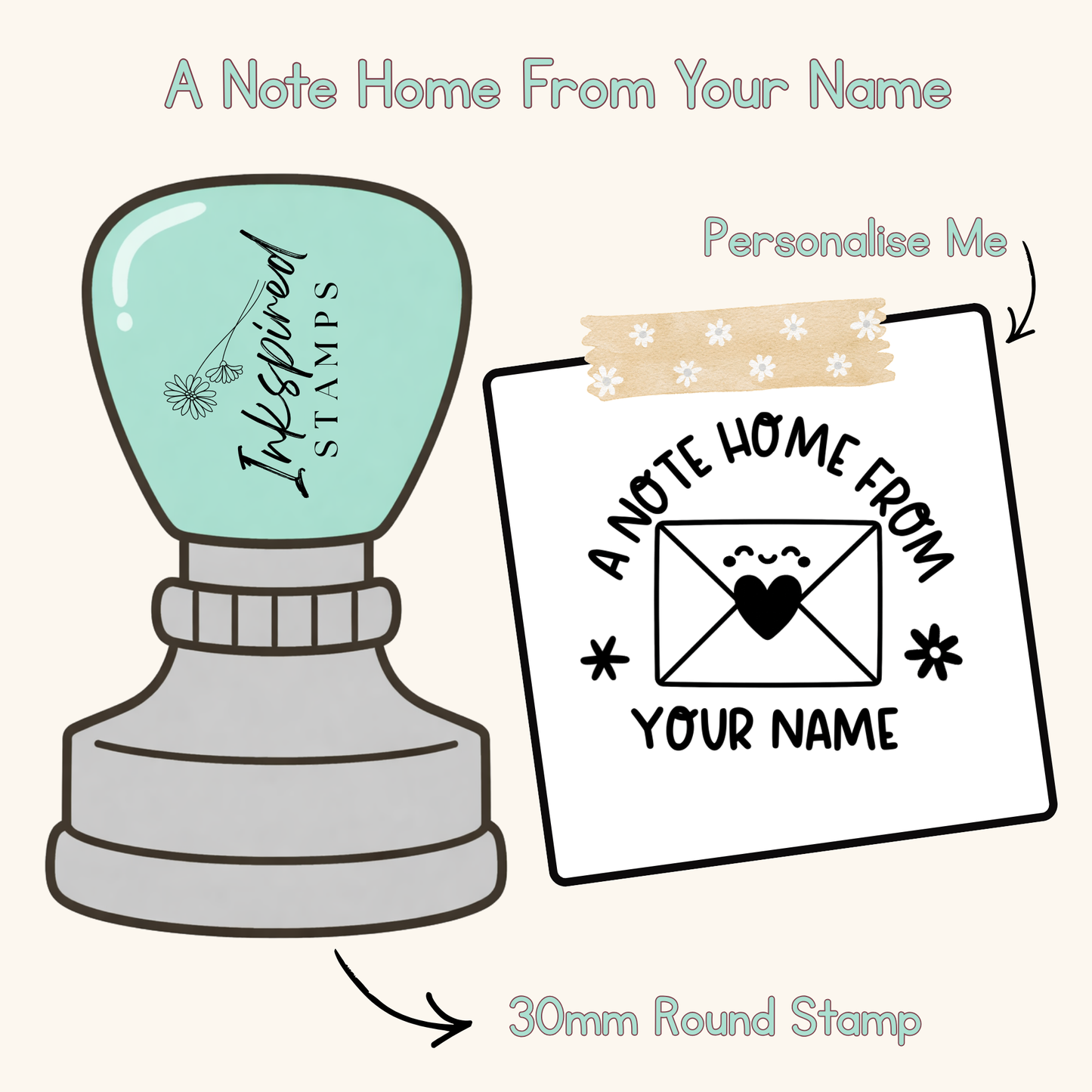 A Note Home From Your Name Personalised Stamp