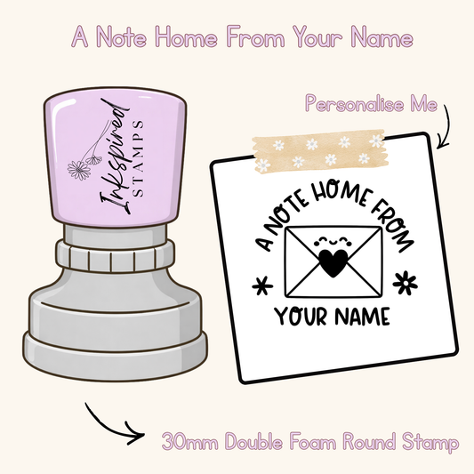 A Note Home From Your Name Personalised Stamp