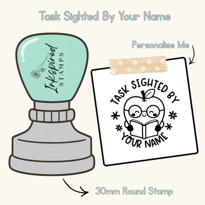 Task Sighted By Your Name Personalised Stamp