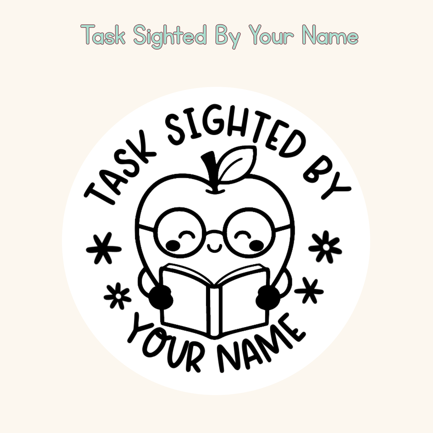 Task Sighted By Your Name Personalised Stamp
