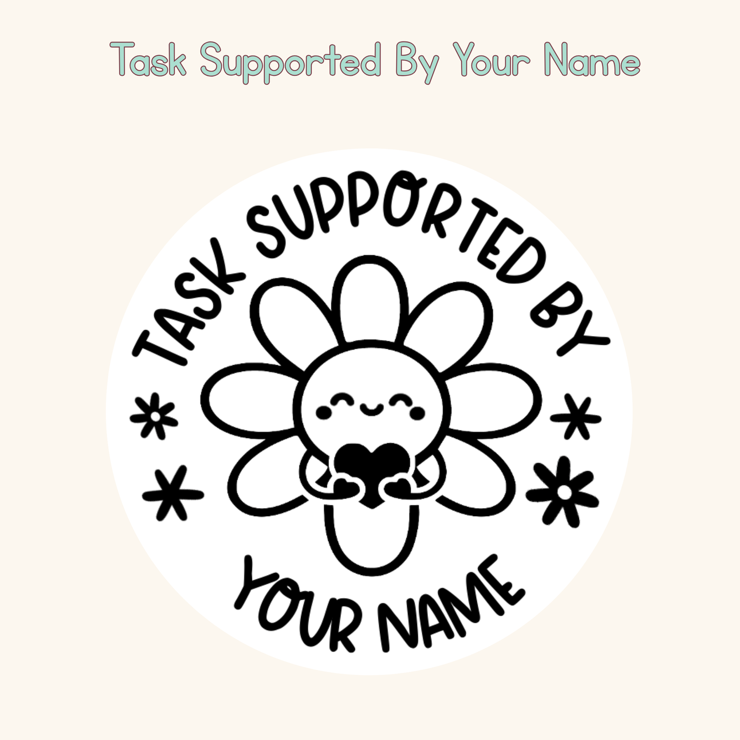 Task Supported By Your Name Personalised Stamp