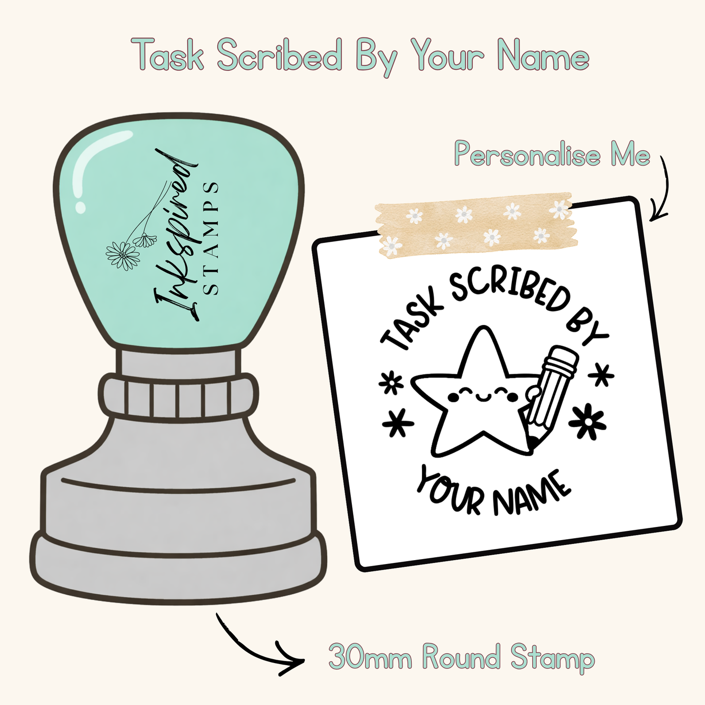 Task Scribed By Your Name Personalised Stamp