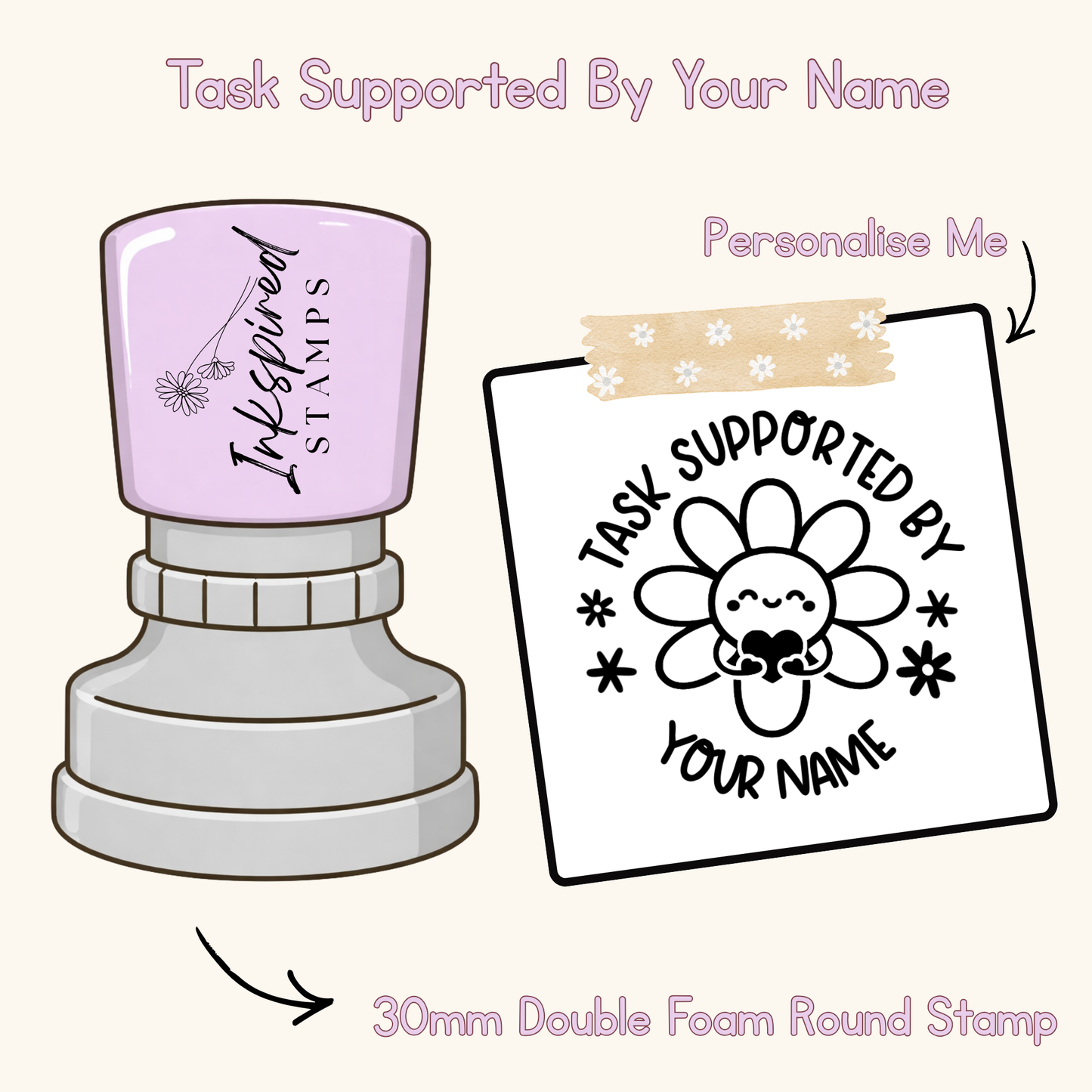 Task Supported By Your Name Personalised Stamp