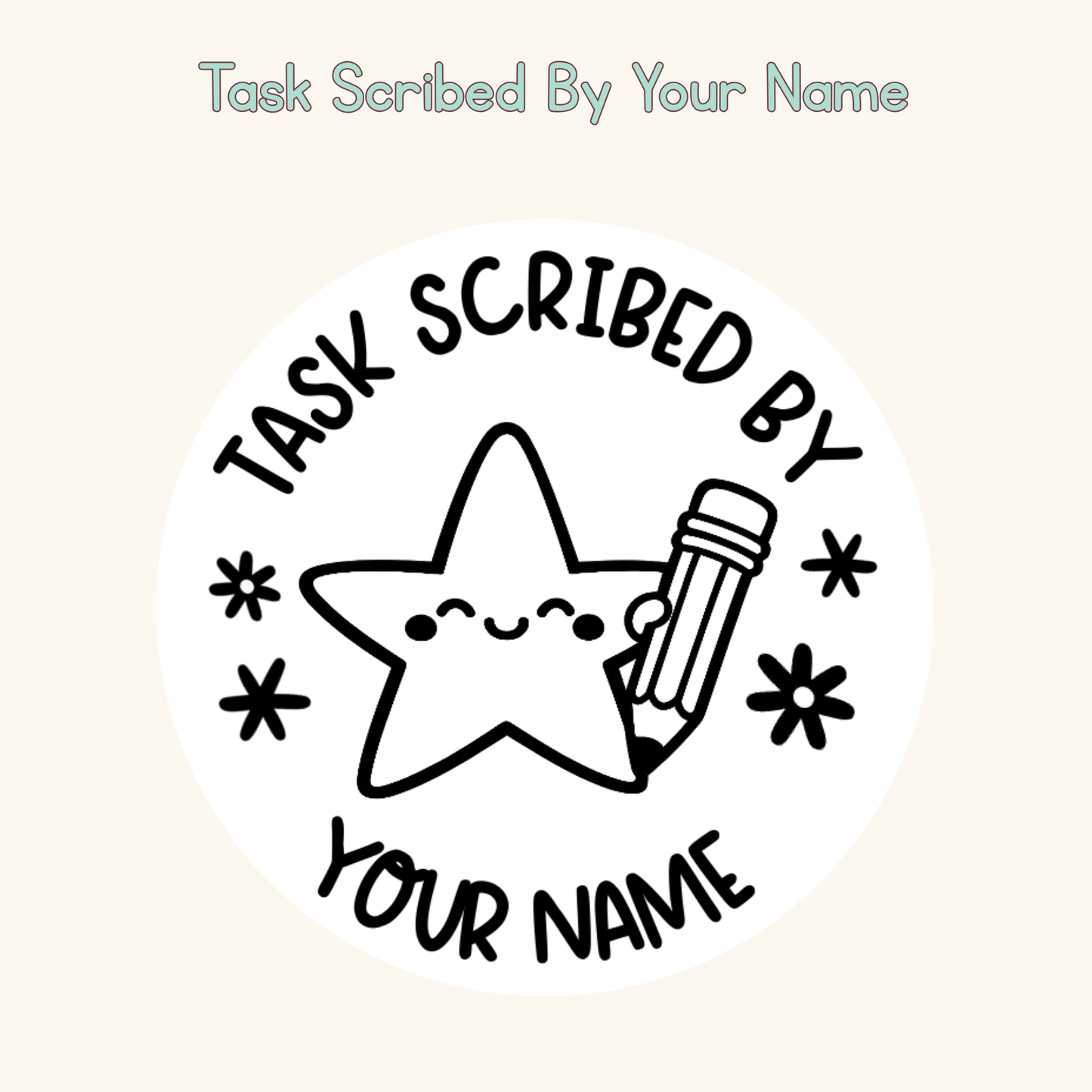 Task Scribed By Your Name Personalised Stamp