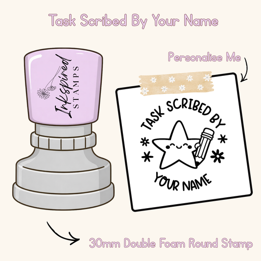 Task Scribed By Your Name Personalised Stamp