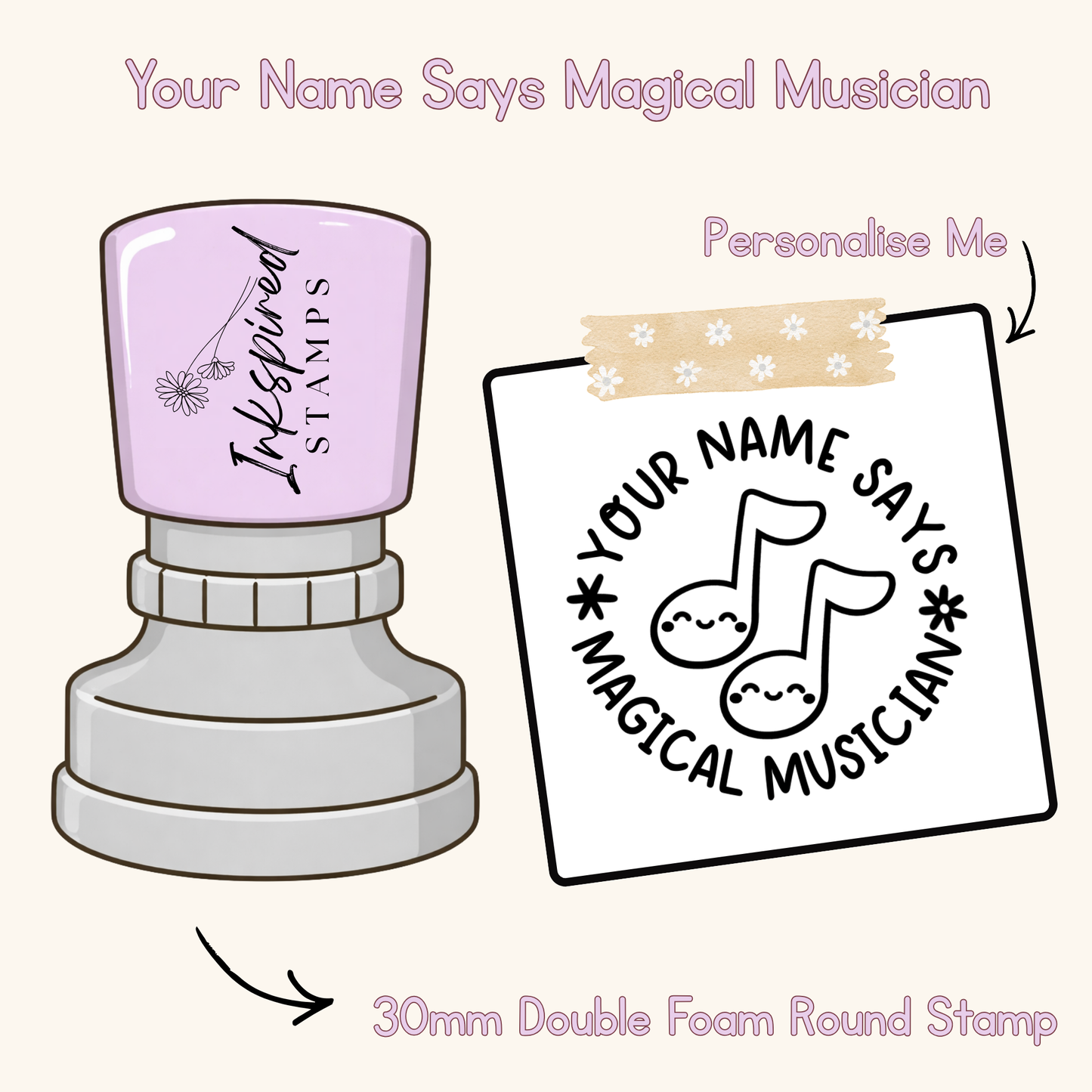 Your Name Says Magical Musician Personalised Stamp