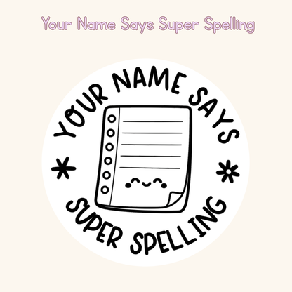 Your Name Says Super Spelling Personalised Stamp