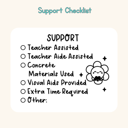 Support Checklist