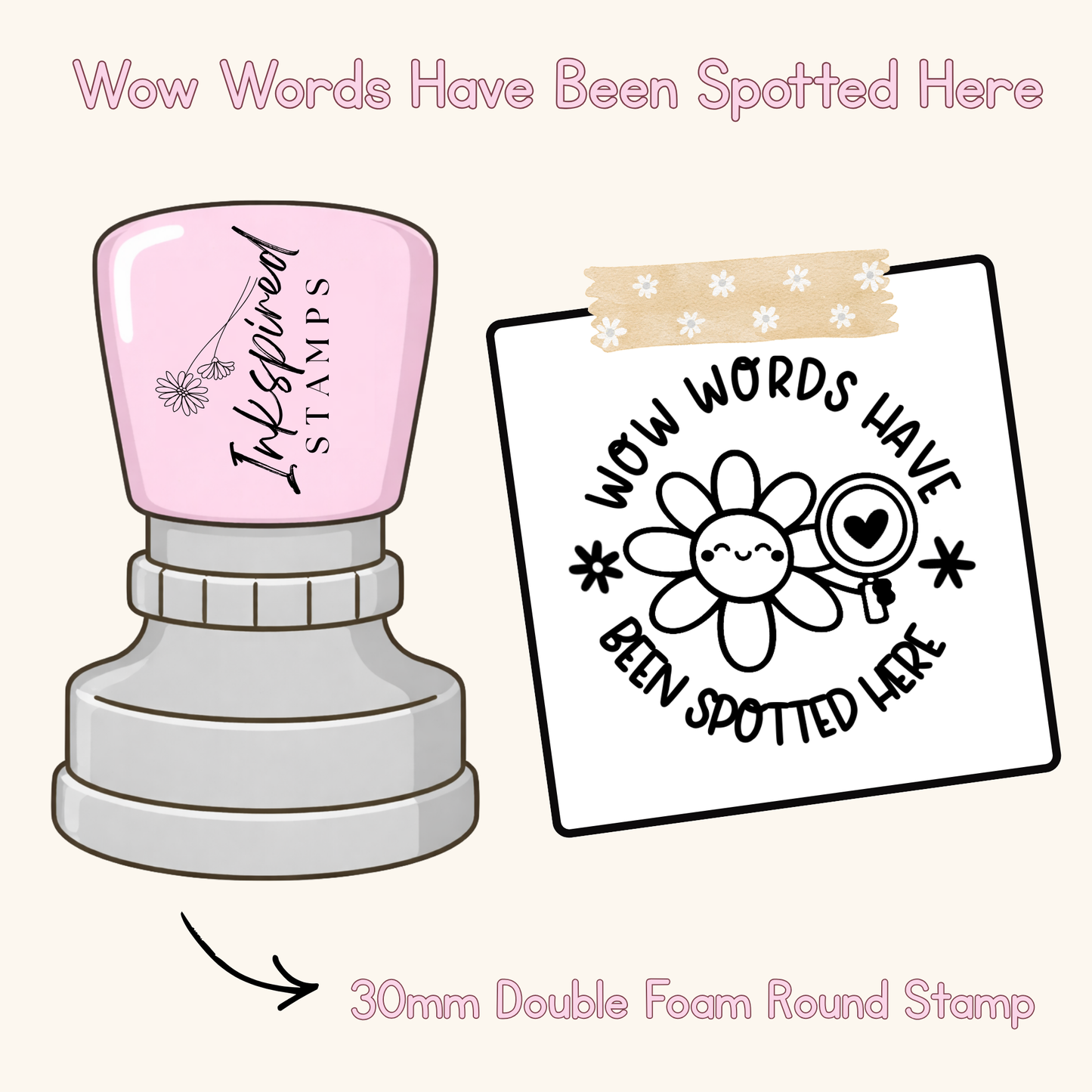 Wow Words Have Been Spotted Here Stamp