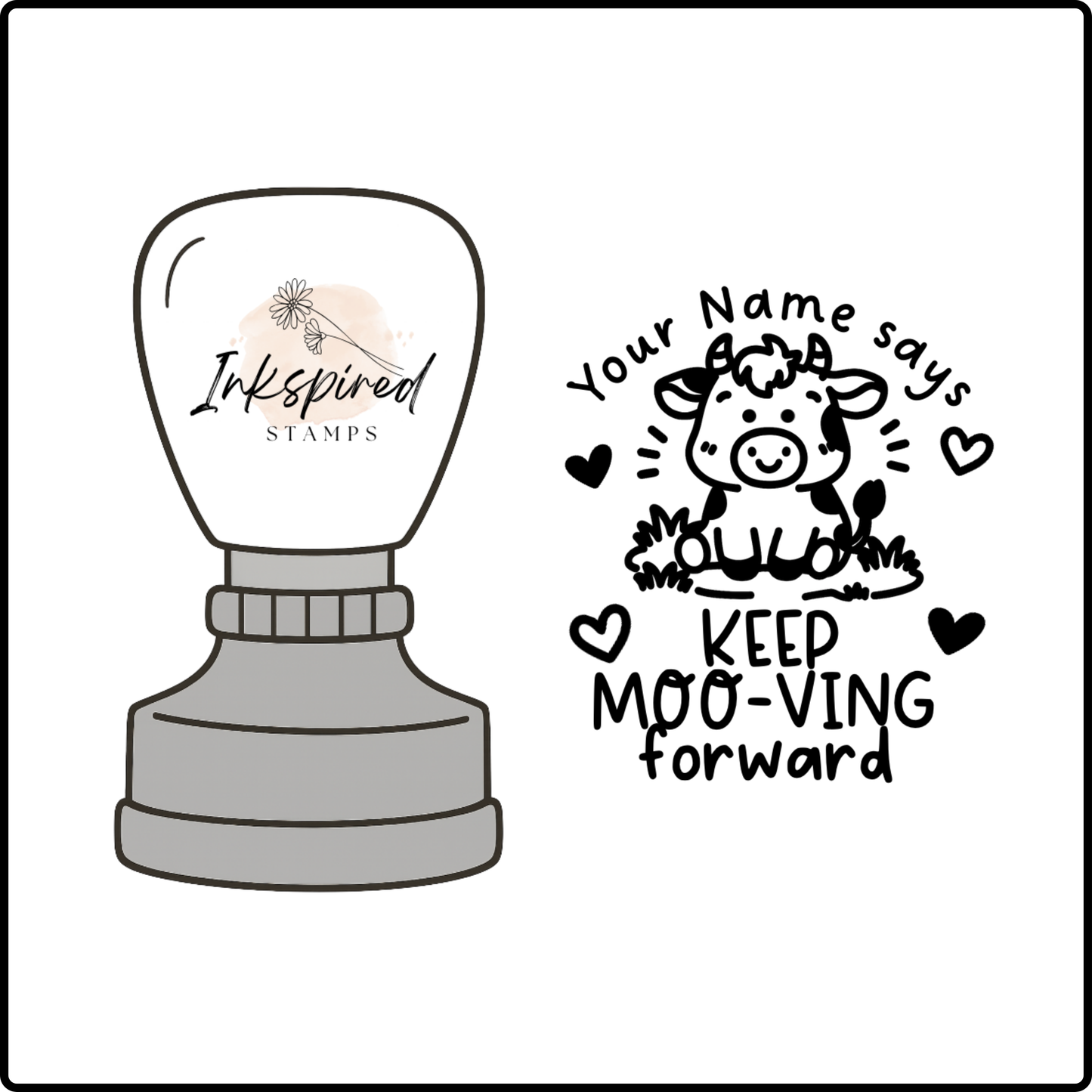 Keep Moo-ving Forward Personalised Stamp