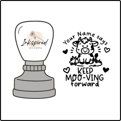 Keep Moo-ving Forward Personalised Stamp