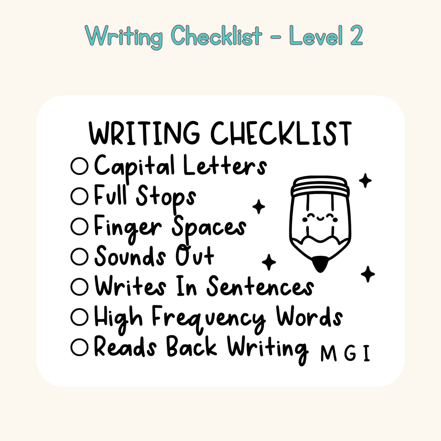 Writing Checklist - Level 2