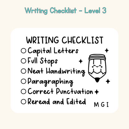 Writing Checklist - Level 3