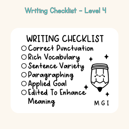 Writing Checklist - Level 4