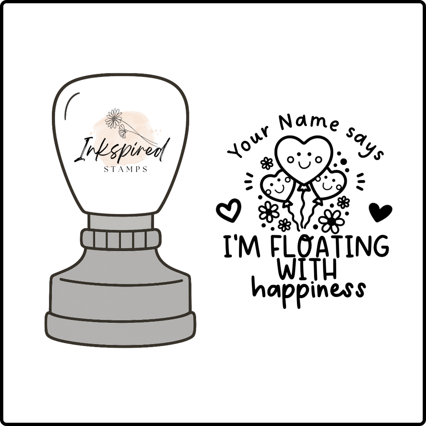 I'm Floating with Happiness Personalised Stamp