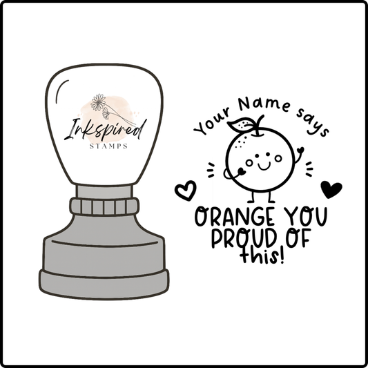 Orangey Proud of This Personalised Stamp