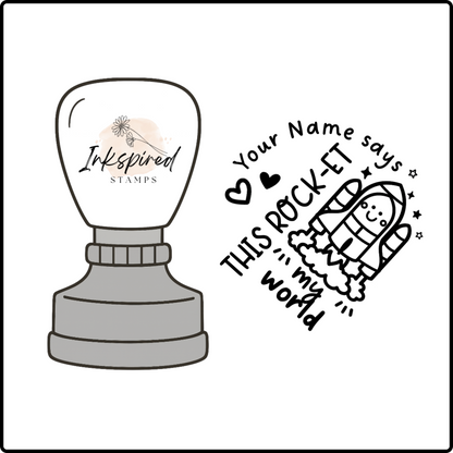 This Rock-et My World Personalised Stamp