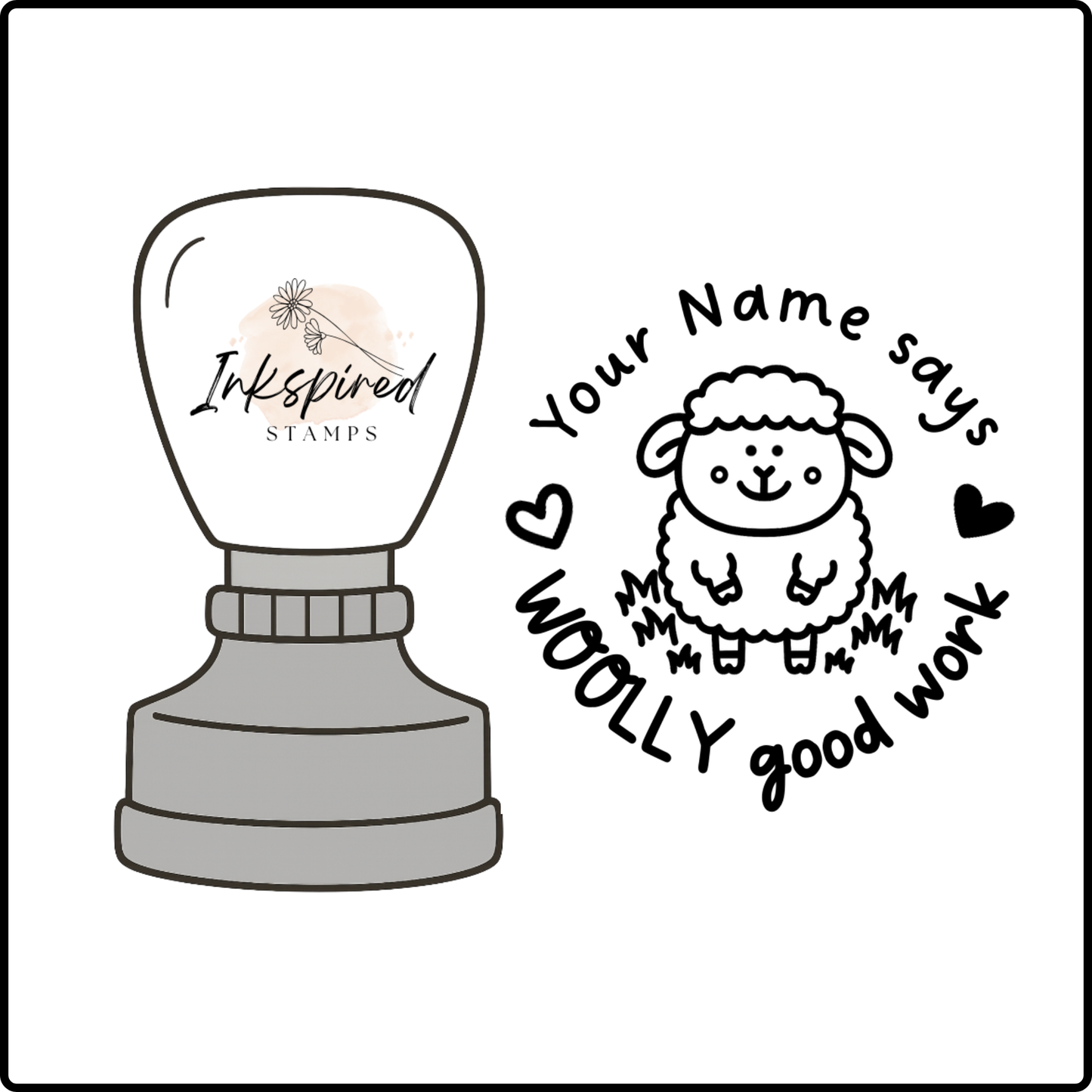 Woolly Good Work Personalised Stamp