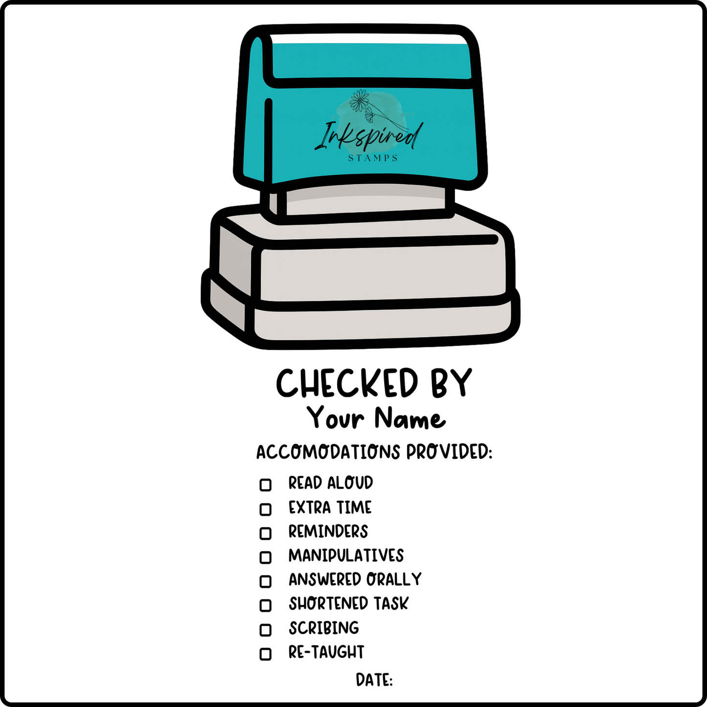 Checked By and Accomodation Provided Checklist Stamp