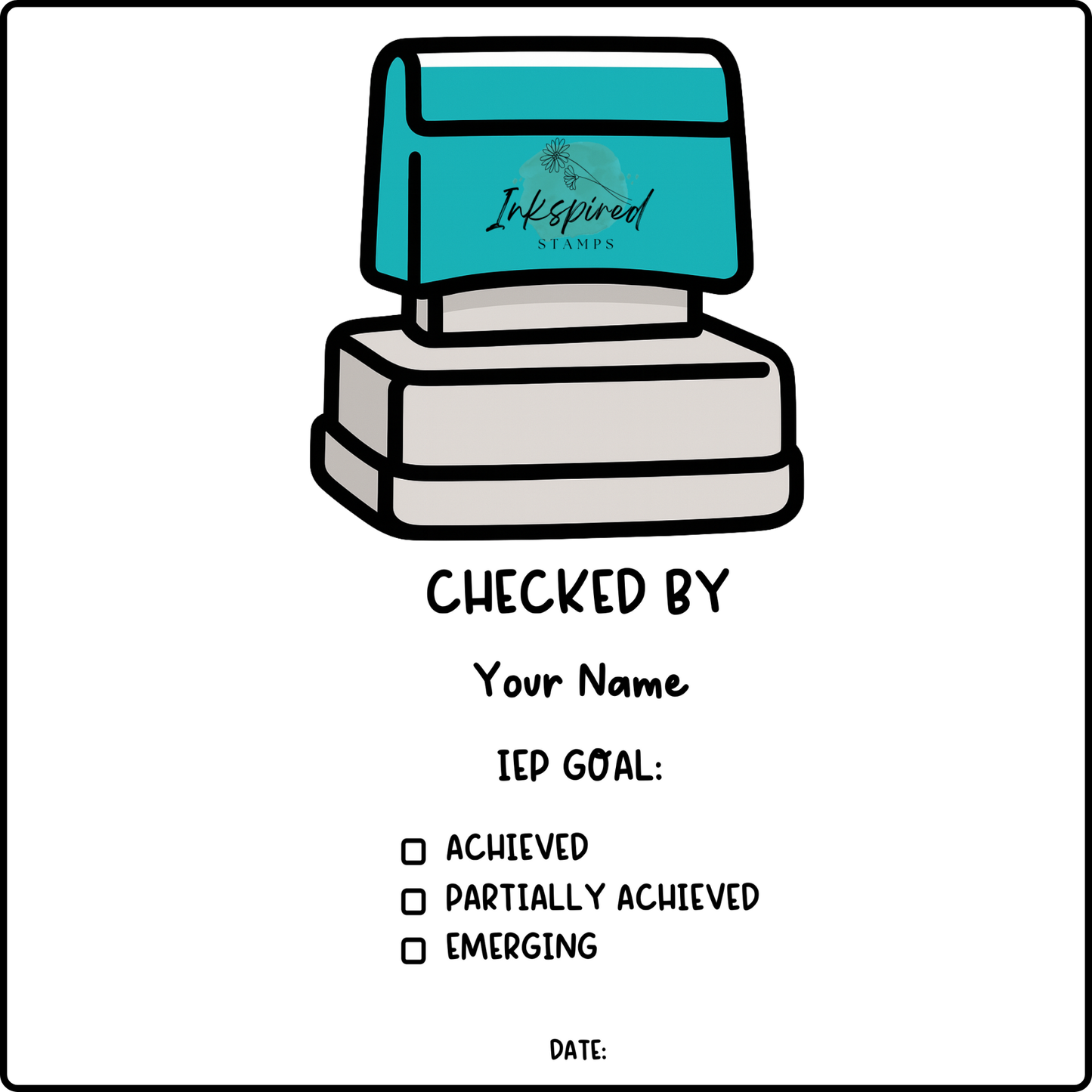 Checked By and IEP Goal Checklist Stamp