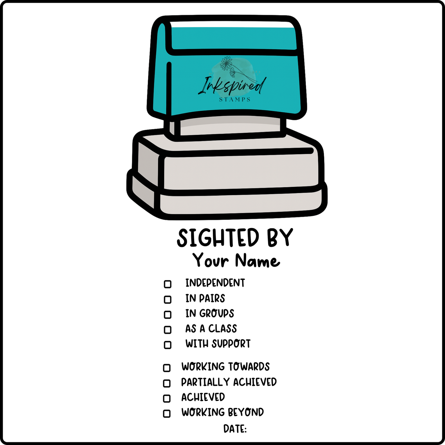 Sighted By and Completed In Checklist Stamp