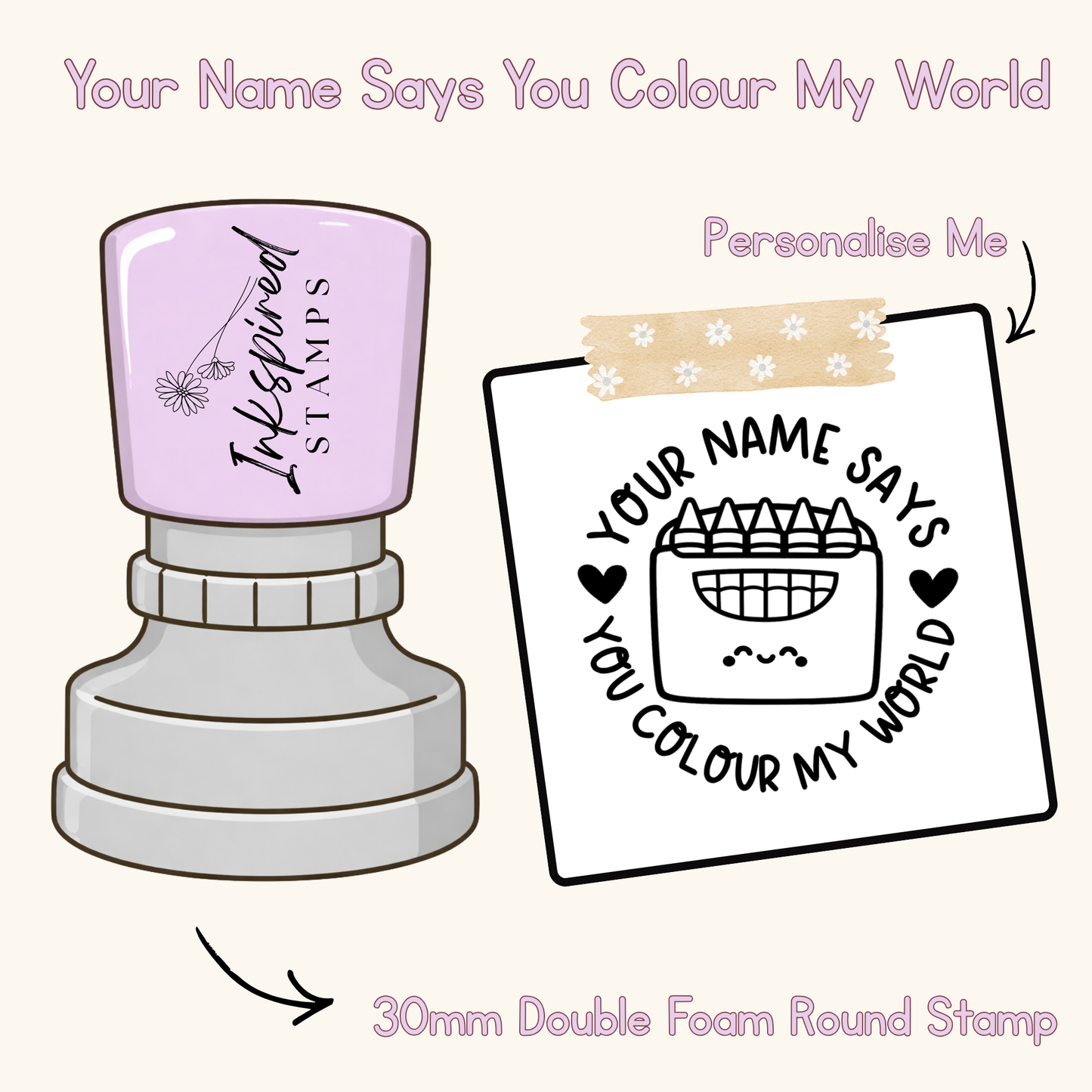 Your Name Says You Colour My World Personalised Stamp