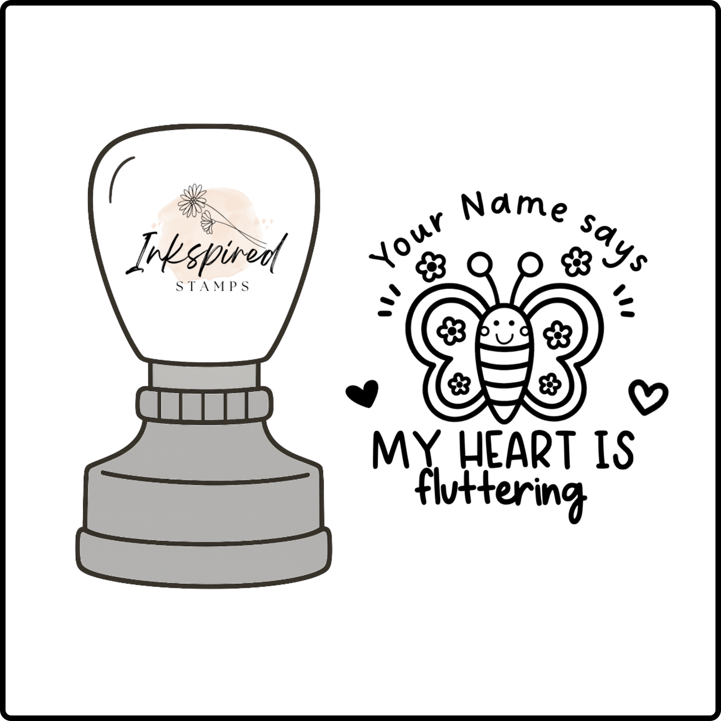 My Heart is Fluttering Personalised Stamp