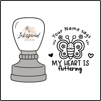 My Heart is Fluttering Personalised Stamp